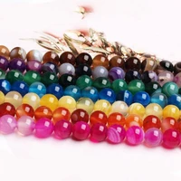 high quality natural banded agates stone 468101214mm smooth round necklace bracelet jewelry diy gem loose beads 38cm wk176