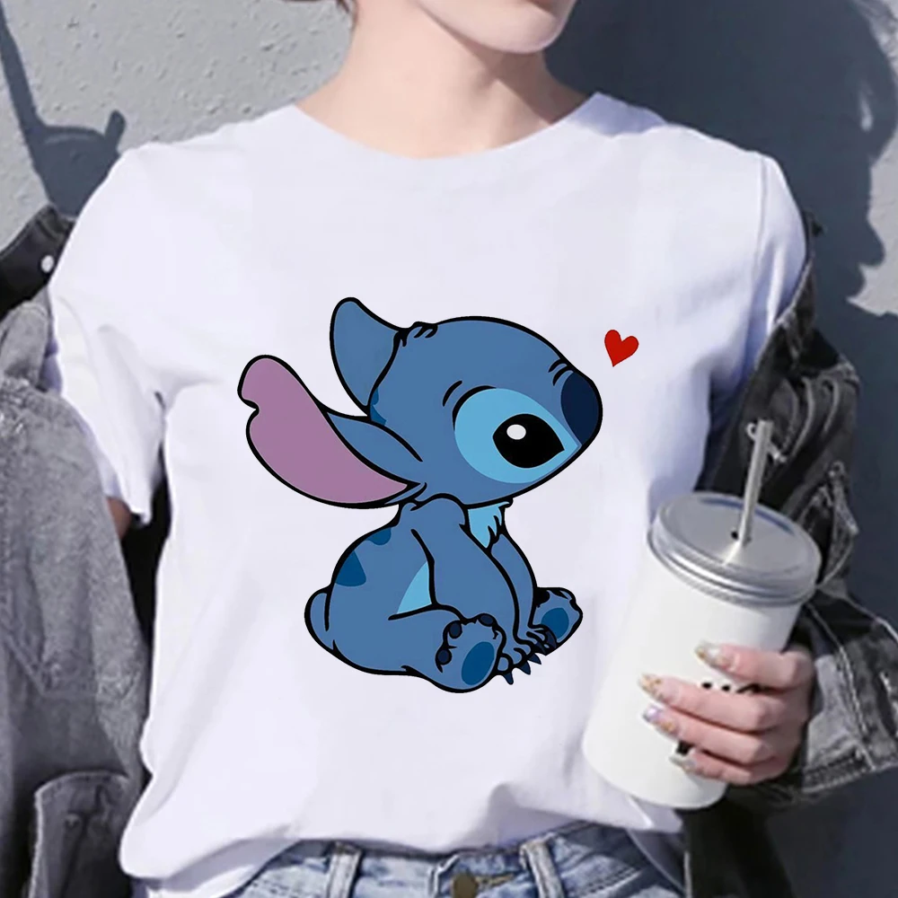 

Lilo and Stitch Disney Women's T-Shirt Oversized Couples Matching Clothing France Love Hipster Short Sleeve Ropa Mujer Free Ship