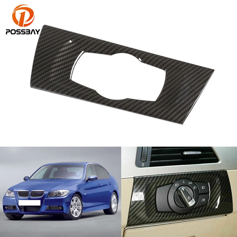 

Car Carbon Fiber Look Headlight Switch Frame Cover Trim Mouldings for BMW 3 Series E90 Sedan 2005-2012 Auto Interior Accessories