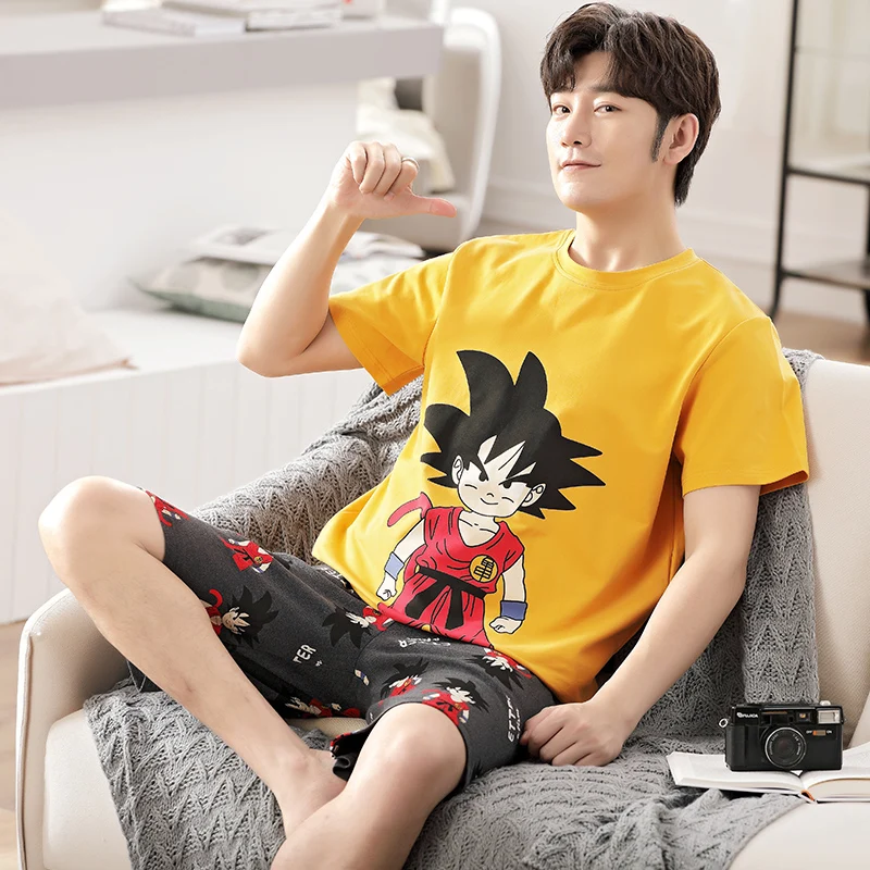 Пижама с коротким рукавом из чистого хлопка в японском стиле для мужчин и женщин