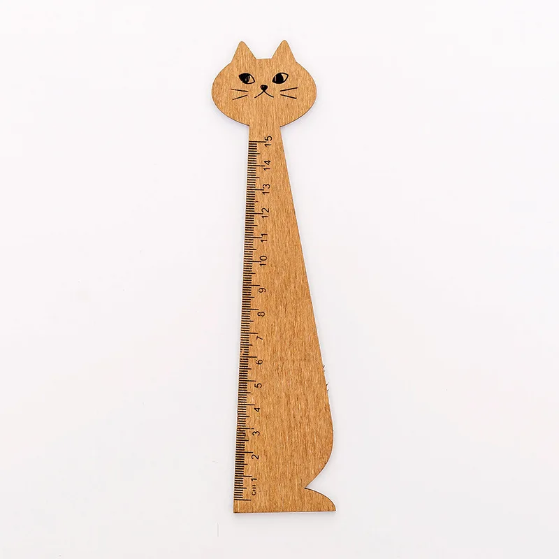 20 PCs Korean Creative Cartoon Drawing Ruler Cat  Cute Wooden Rulers Environmentally Vintage Stationery School Supplies