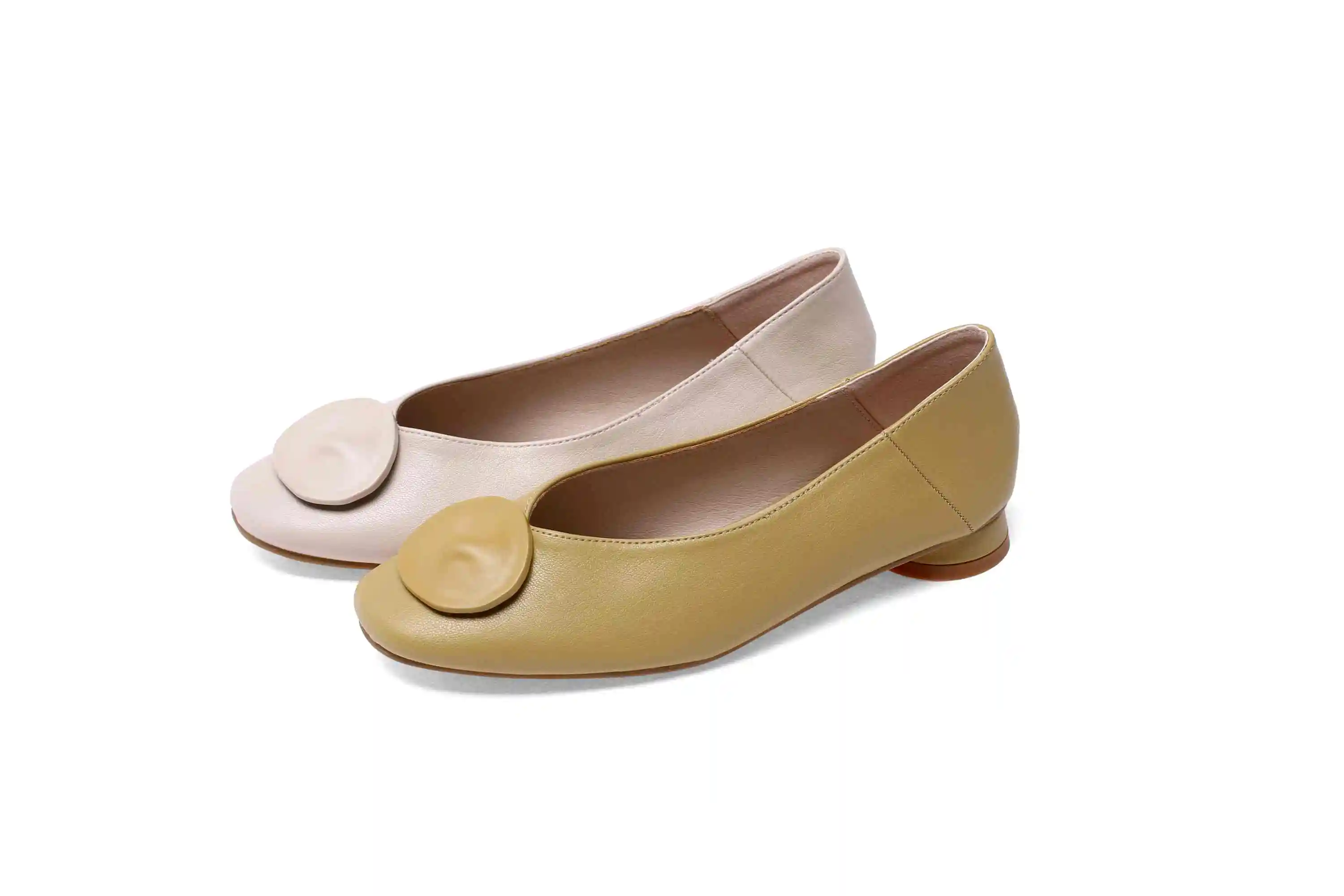 

Krazing Pot gladiator full grain leather metal decorations soft square toe thick low heel slip on beauty lady women pumps L85