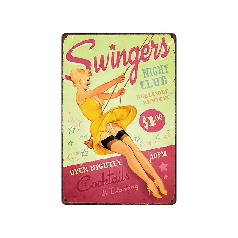 

Pin Up Girl Garage Plate Tin Sign Plaque Metal Vintage Wall Pub Hotel Home Art Decor Cuadros DU-1434
