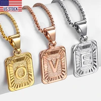 initial a z alphabet capital letter pendant necklace for men women stainless steel box link chain ddropshipping us stock gpm05a