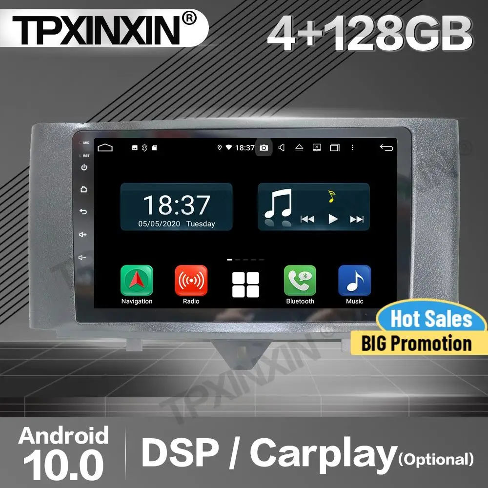 

128G Carplay Car Radio 2 Din Stereo Receiver Android 10 For Benz Smart 2011- 2013 2014 2015 GPS Player Audio Recorder Head Unit