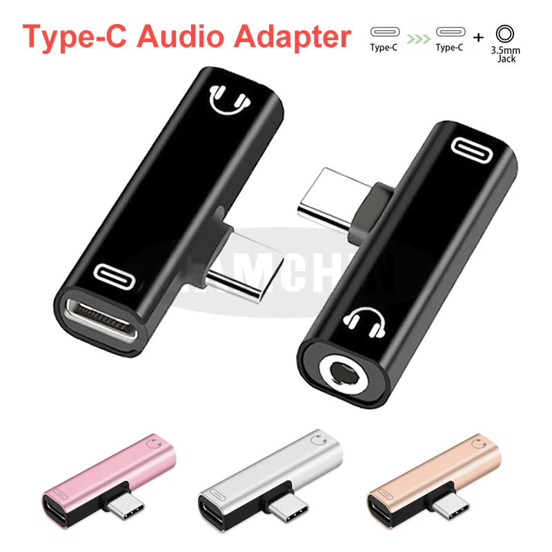 

Mini Type C Audio Adapter For Huawei Samsung 2 in 1 Type C to TypeC Type-C to 3.5mm Jack headphone Cable Usb C Charging Adapter
