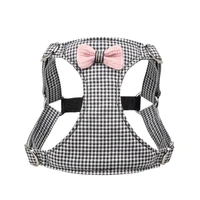 plaid dog harness with bow tie adjustable pet harness vest soft padded walking for puppy small medium dog chihuahua yorkshire