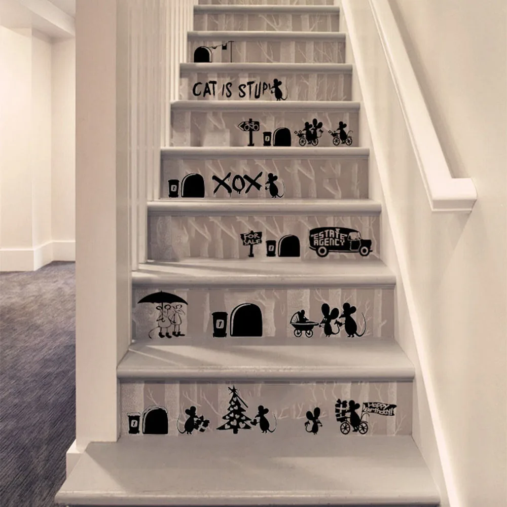 1 шт. 2020 забавные наклейки на стену в виде мыши для детских комнат Наклейки стены