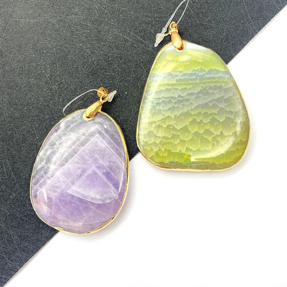 

Irregular Pendant Natural Stone Amethyst Necklace Accessories Electroplating DIY Making Bracelet Earrings Accessories Supplies