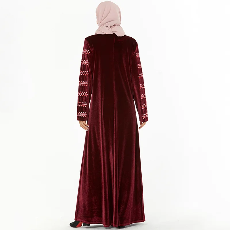Бархатное платье с цветочной вышивкой кафтан марокканский турецкий