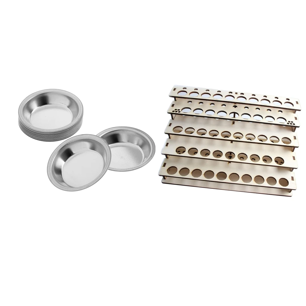 

MagiDeal 43 Holes Wooden Paint Bottles Rack Epoxy Tools W/ 12pcs Paint Palette