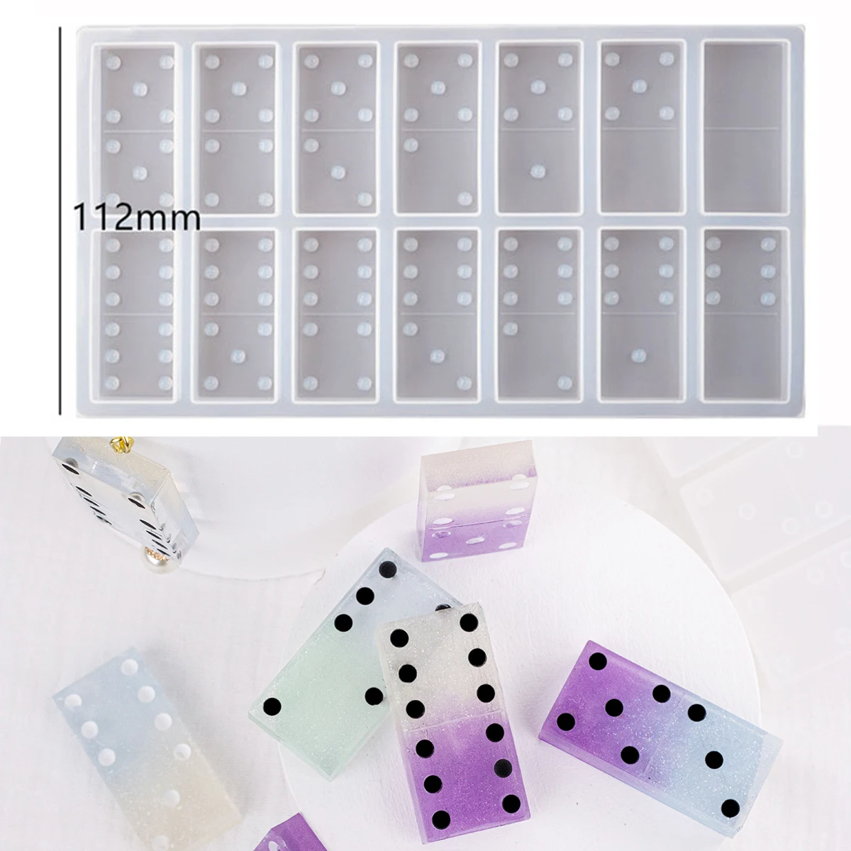 Dominoes Mirror Pai Gow Domino Silicone Mold Silicone Mold for DIY Craft UV Epoxy mould Handmade Tools for Resin