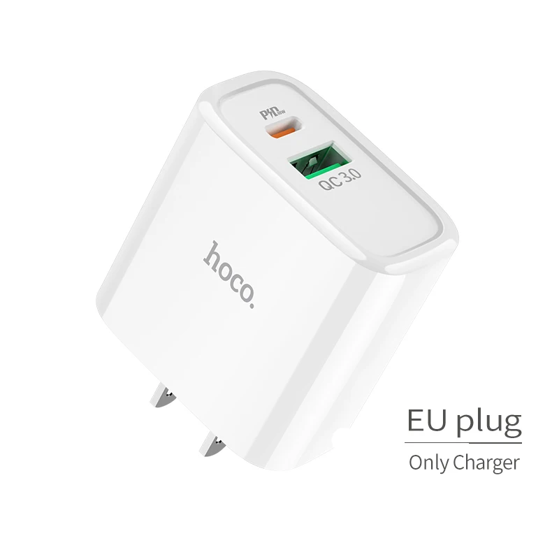 HOCO 18 Вт USB PD быстрое зарядное устройство адаптер QC3.0/2,0 быстрое зарядное устройство с type C к Lightning Кабель для быстрой зарядки - Тип штекера: US charger only