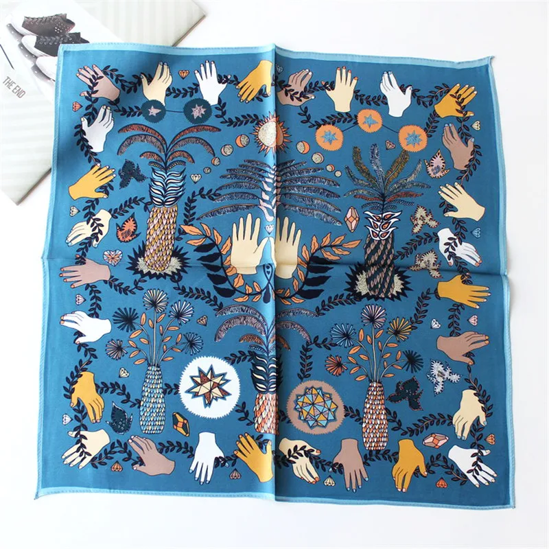 Платок POBING из 100% чистого шелка для женщин квадратный шарф с цветочным принтом