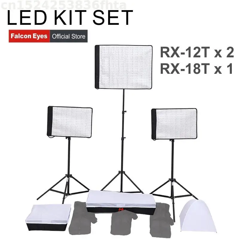 

FalconEyes LED Video Film Studio Photographic Light 34W/62W 5600K Dimmable Flexible Portable Continuous RX-12T/RX-18T kit set