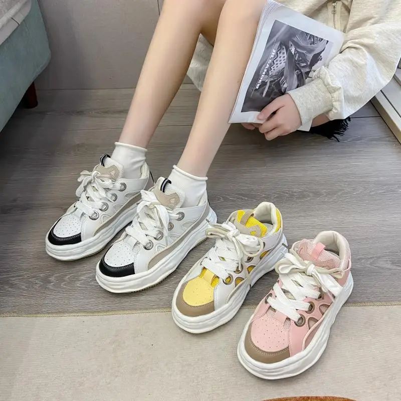 

2021 Vulcanized Shoes Women Designer Sneakers Fashion Casual Sport Chunky Sneakers Women Platform Vulcanized Shoes Basket Femme