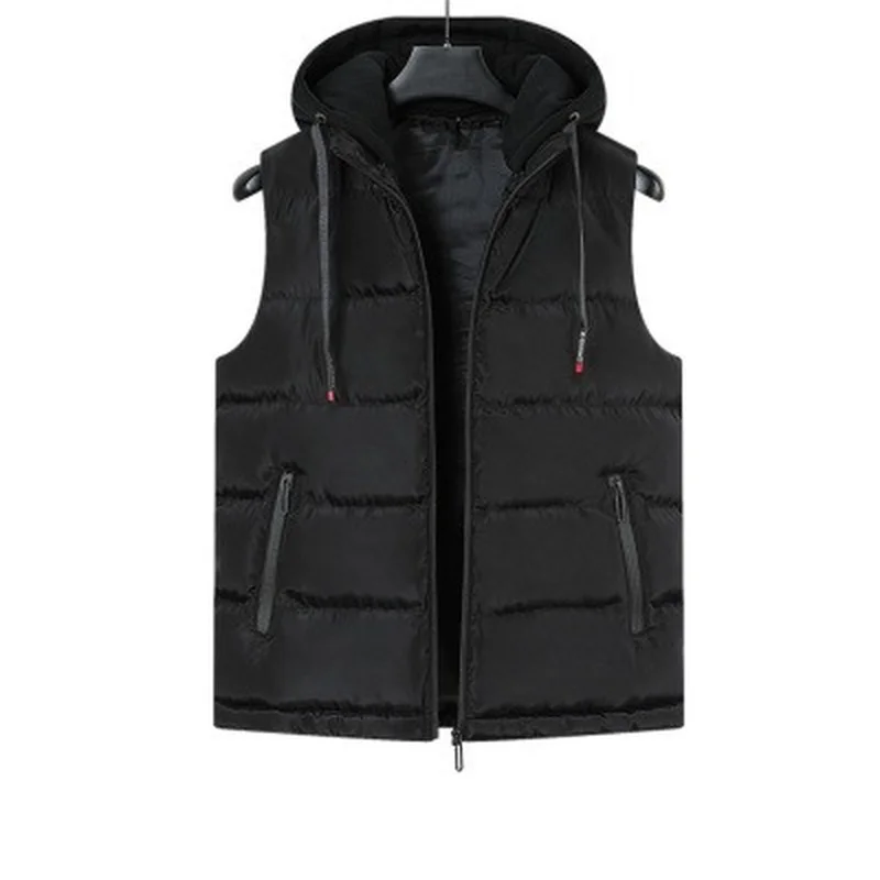 

Men's Vest Jacket Casual Coats Male Winter Men Vest Casual Waistcoat Sleeveless Jackets Woih Hooded Warm Boy's Vests Down Vest