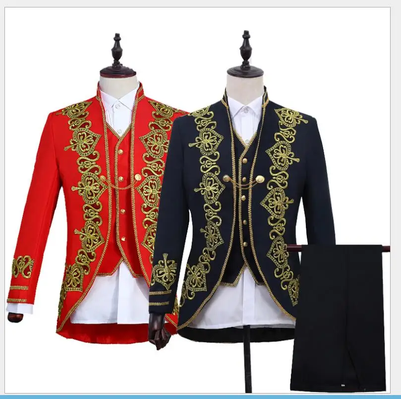 

Men Retro Groom Costume uniform Victorian Steampunk Royal King Prince Costume Vintage Baroque Jacket Wedding Blazer