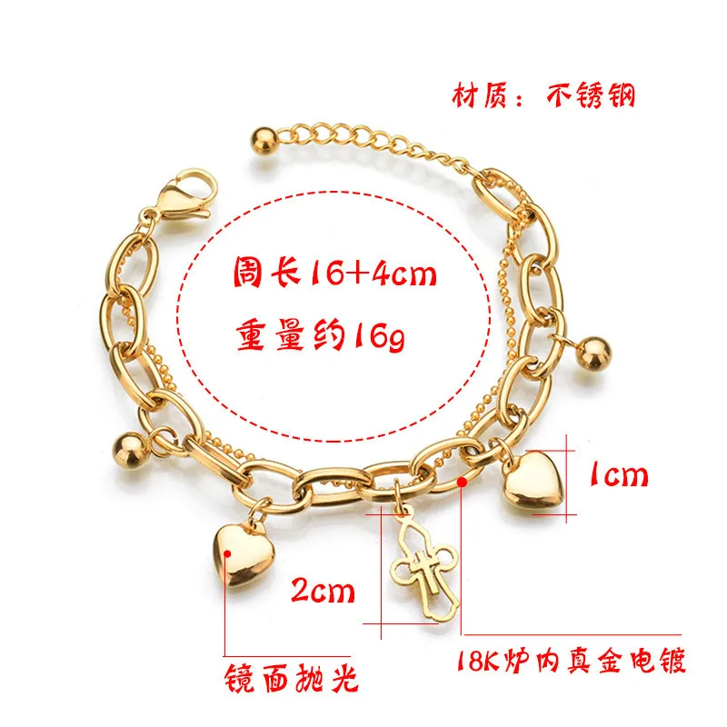 Многослойный браслет elepple с крестом и сердечком золотой цвет богемы браслеты из