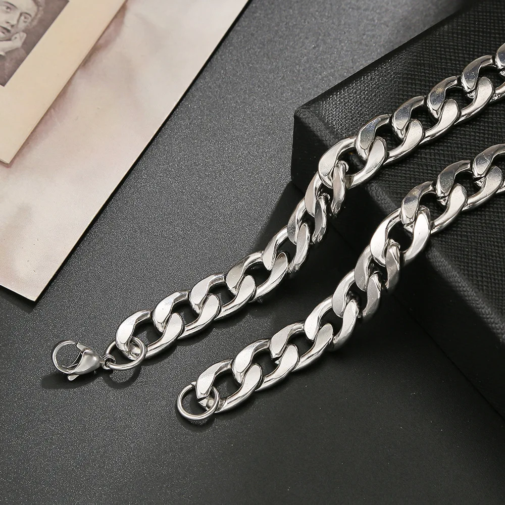 

60cm Trendy Stainless Steel Punk Geometry Necklace Wild Hip Hop Titanium NK Cuban Chain Men Women Unisex Jewelry Gifts