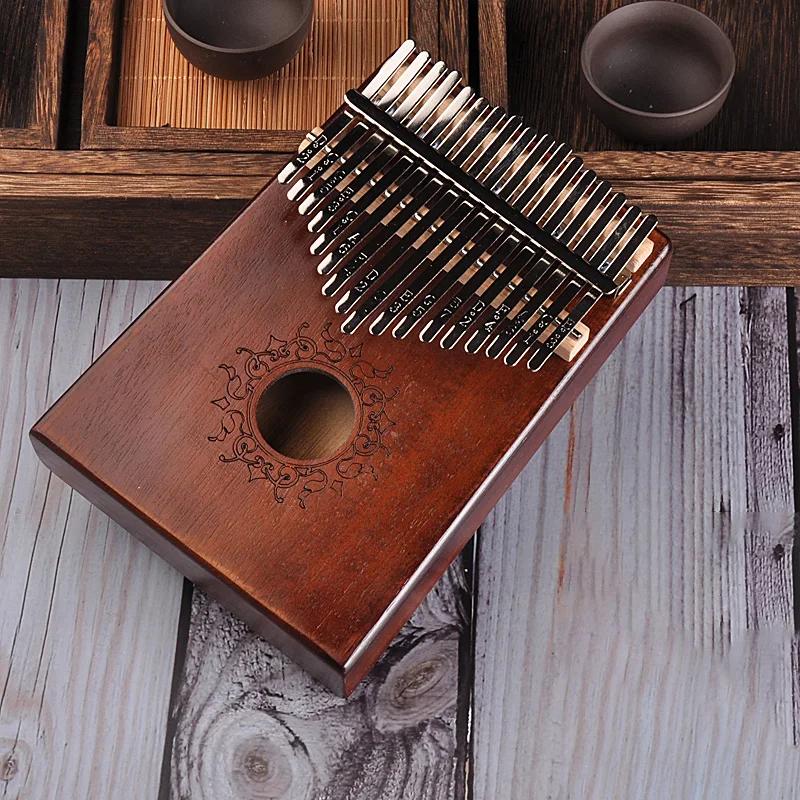 glory circle(brown) 17 Keys Kalimba African solid Mahogany Thumb Piano 17 keys Solid Wood Kalimba Musical Instrument High-Quality Wood Finger Piano - Цвет: glory circle(brown)