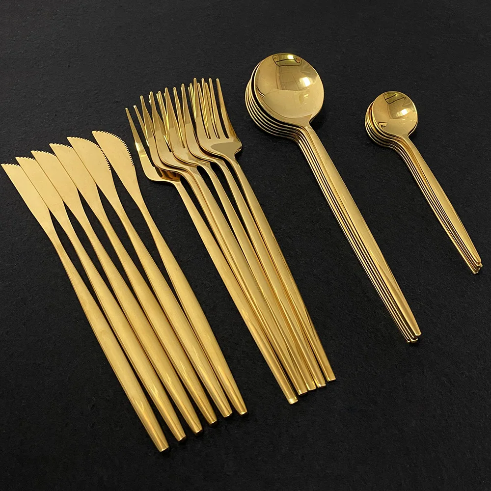 

Rose Gold Tableware Set Mirror Silverware Set 18/10 Stainless Steel Cutlery Kitchen Knife Spoon Flatware Western Dinnerware Set