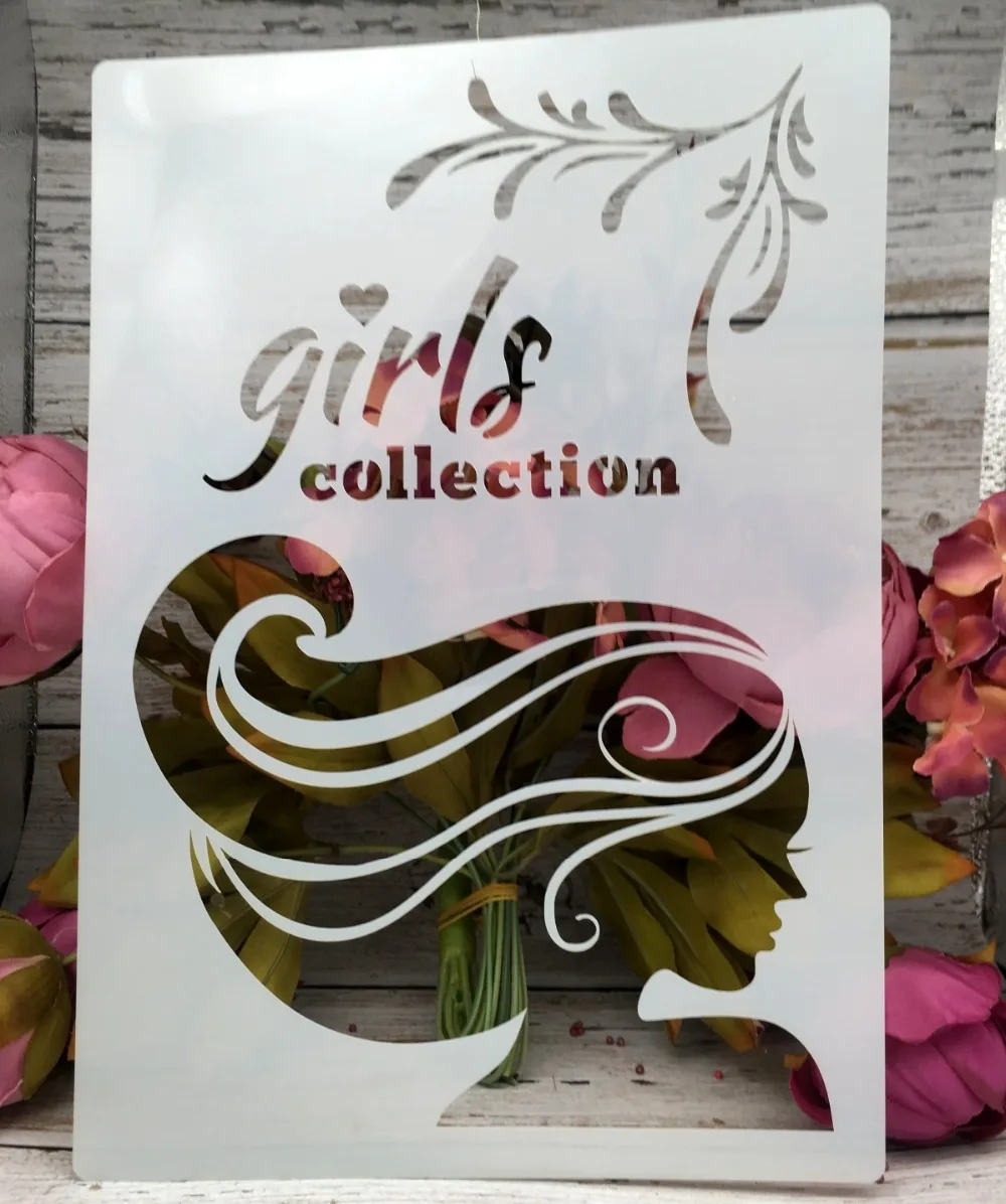 

New 4Pcs/Set A4 Balloon Girl DIY Layering Stencils Wall Painting Scrapbook Coloring Embossing Album Decorative Card Template