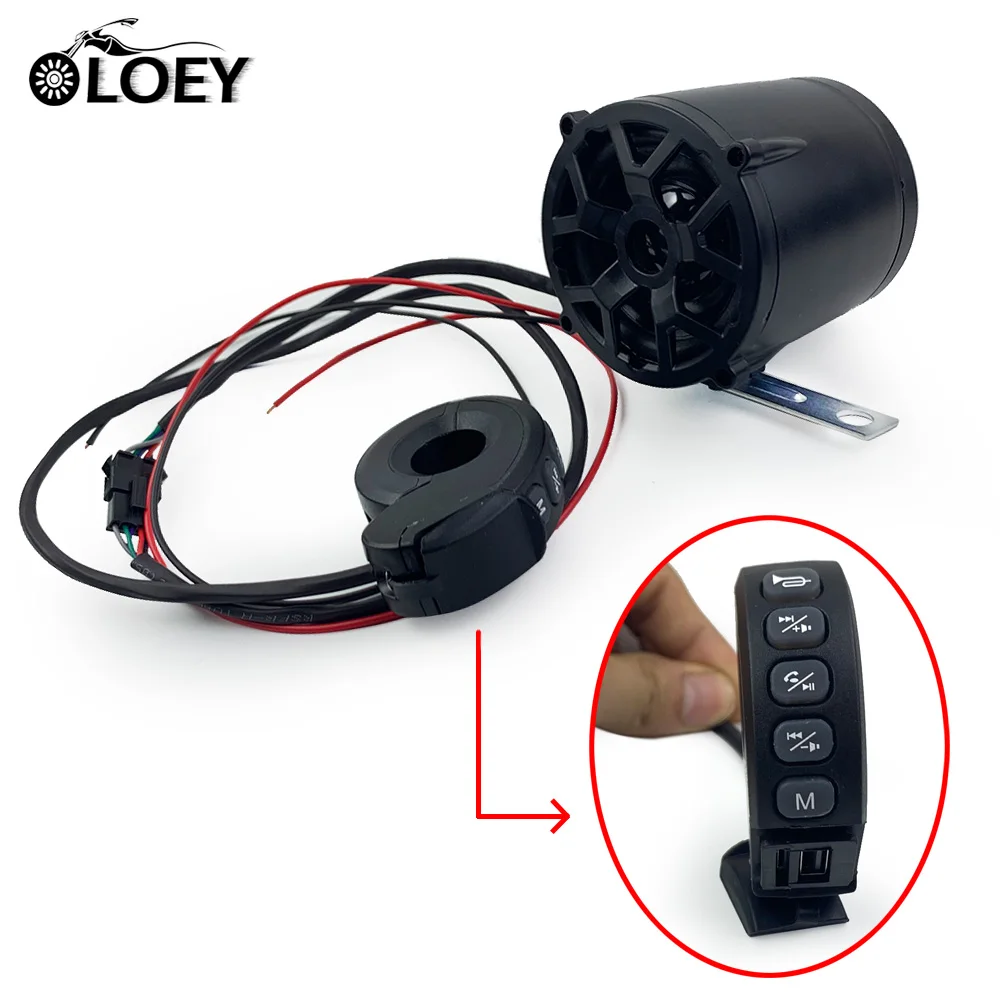 Bluetooth-колонки для мотоцикла 12 В Беспроводная дистанционная сирена FM-радио TF-карта