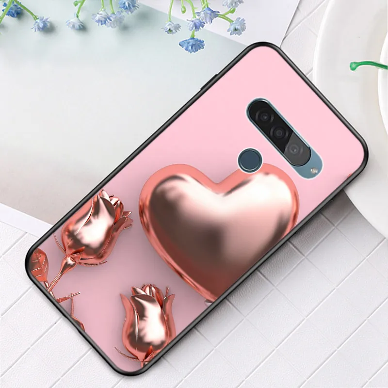 Love Rose Gold Style For LG K22 K71 K61 K51S K41S K30 K20 2019 Q60 V60 V50S V50 V40 V35 V30S V30 G8 G8S G8X ThinQ Phone Case