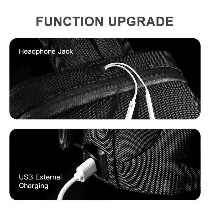 

OZUKO New Men's Crossbody Bag One-Shoulder Bag Hidden USB Rechargeable Waterproof Code Lock Messenger Chest Anti-Theft Backpack