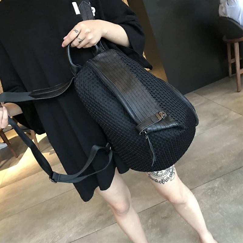 Hollow Nylon Mesh Casual Out Backpack Female Summer 11inch Black Travel Backpacks Portable High Quality School Satchel