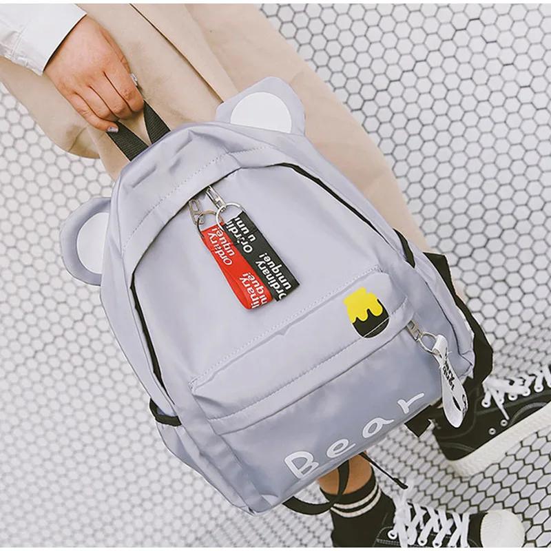 Harajuku Ulzzang милый 3D рюкзак с длинными ушками кролика, кота, коричневого медведя, женский маленький школьный рюкзак для девочек, дорожные сумки на плечо