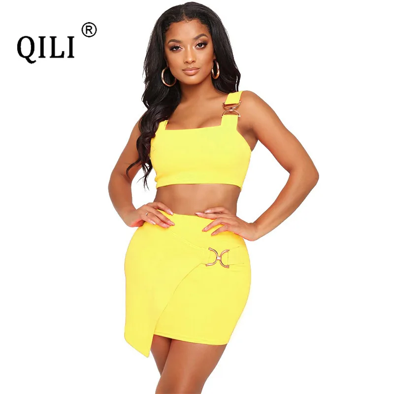 QILI Женский комплект из двух предметов платье с рукавом бабочкой квадратный