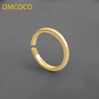 qmcoco silver color summer new round thin ring for woman golden open adjustable rings retro fashion handmade jewelry gifts