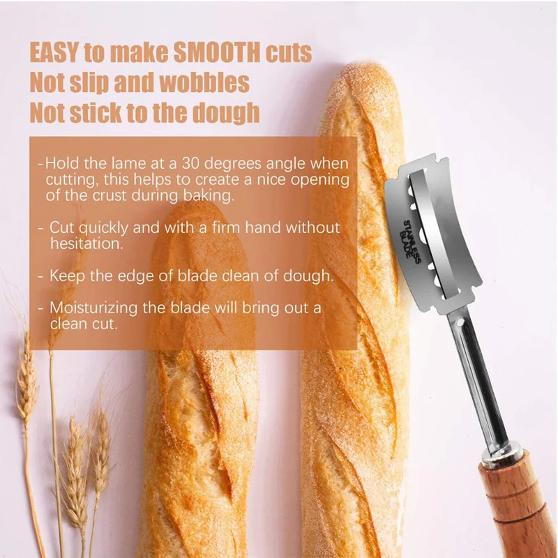 Wooden Bread Lame Cutter Knife Slicer Slashing Tool Dough Scoring Blade Tools Leather Protective with Blades and Cover | Дом и сад