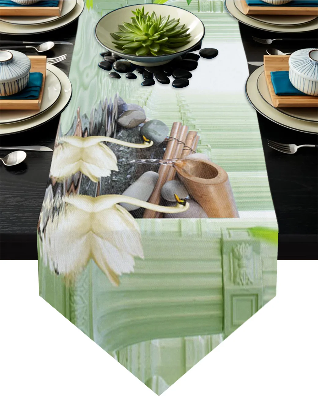 

Бамбуковый лебедь, столешница с поверхностью воды, каменная современная настольная дорожка, домашний декор, украшение для свадебной вечери...