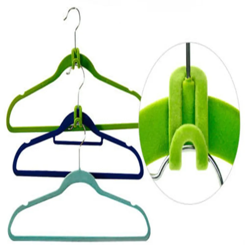 

10Pcs/Set Home Creative Mini Flocking Clothes Hanger Flocking Holder Easy Wardrobe Anti-Clip Hook Space Save Closet