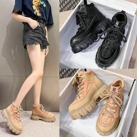 european goods good looking womens shoes 2021 spring and autumn new soft leather high top shoes fashion casual daddy ins