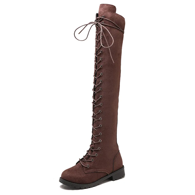 

boots women's boots with lace up Large lace up Knights' front over the knee and low