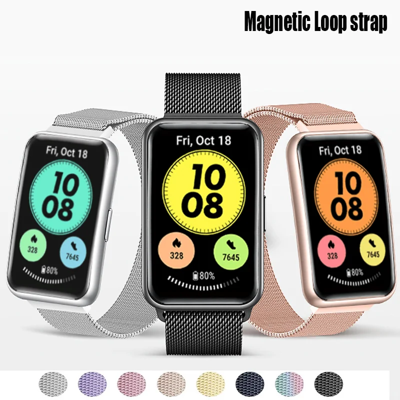 

2022 Magnetic Loop Band For Huawei Watch Fit Strap Stainless Steel Magnetic Buckle Watchband Bracelet For Huawei Watch fit Strap