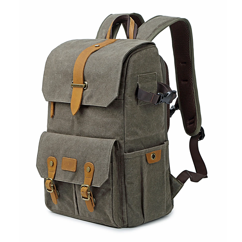 vintage batik canvasleather photo bag outdoor travel roomy backpack padded photography dslr camera case for canonnikonsony free global shipping