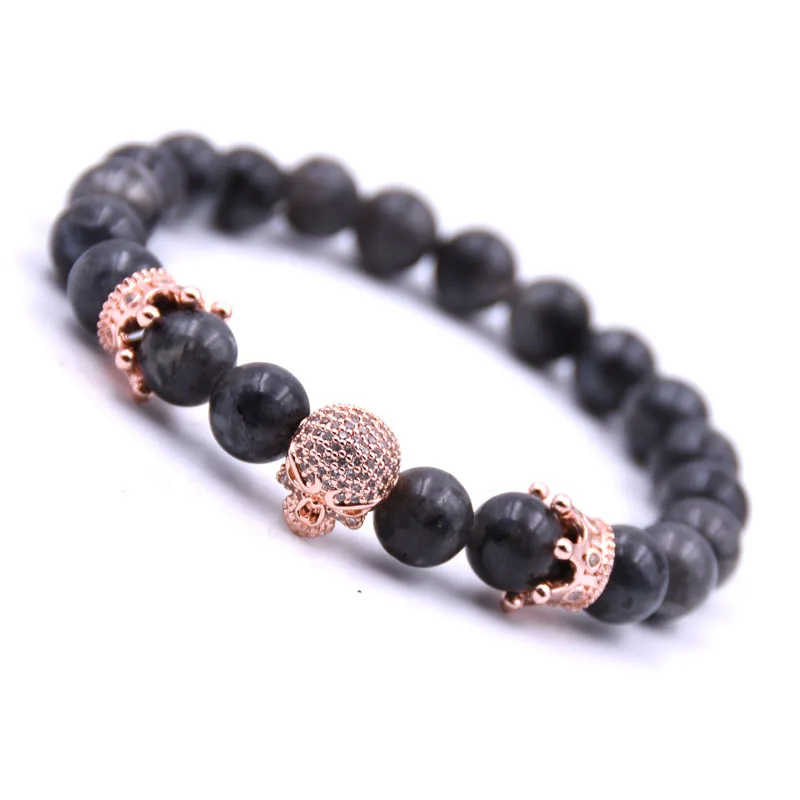 Мужской браслет с инкрустацией из циркона Золотая Корона череп дьявол мужские