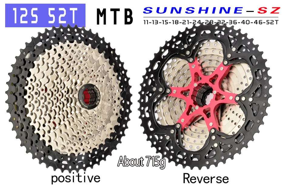 SUNSHINE MTB Cassette 8 9 10 11 12 Speed 32/36/40/42/46/50/52T Mountain Bicycle Freewheel Bike Sprocket For Shimano SRAM SUNRACE |