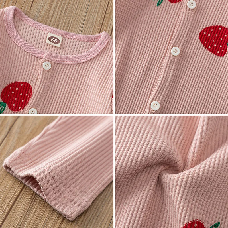 

Baby Girls Jumpsuit Infant Newborn Cotton Print Strawberry Printing Long Sleeve Romper New 1pcs Autumn