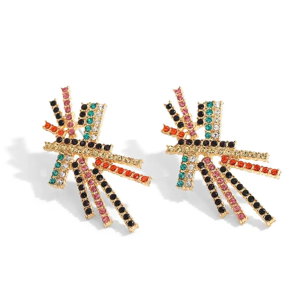 

Girlgo Fashion Crystal Courful Stud Earrings For Lady Particularly Irregula Ear Bijouxc Party Show Statement Jewelry Wholesale