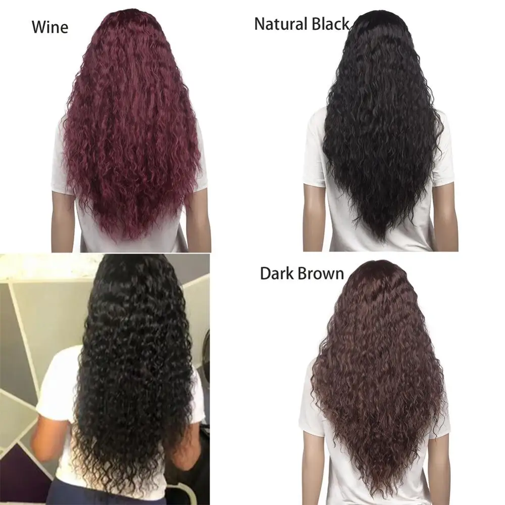 

Длинные волнистые синтетические парики ZYR темно-коричневого цвета винного цвета для американских и африканских женщин, 30 дюймов