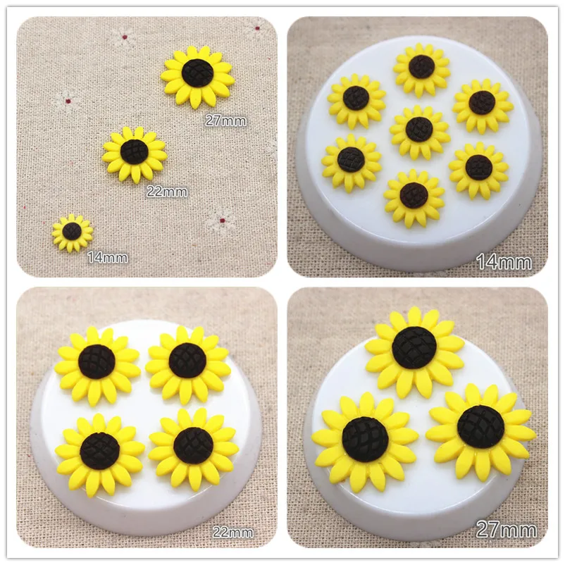 Кабошон из смолы с плоским основанием в виде подсолнуха 14 мм/22 мм/27 мм для