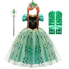 Детский нарядный костюм принцессы, зеленовечерние платье Анны, для рождества, дня рождения, карнавала, с вышивкой