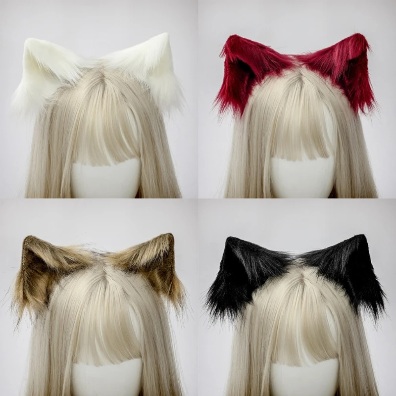

Handmade Realistic Faux Fur Kitten Wolf Ears Hair Clips Furry Animal Beast Alligator Hairpin Lolita Anime Halloween Cosplay Part