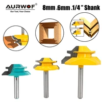 aurwof 1pc 14 shank 6 35mm 8mm 45 degree lock miter router bit tenon milling cutter woodworking tool for wood tools mc01 mc